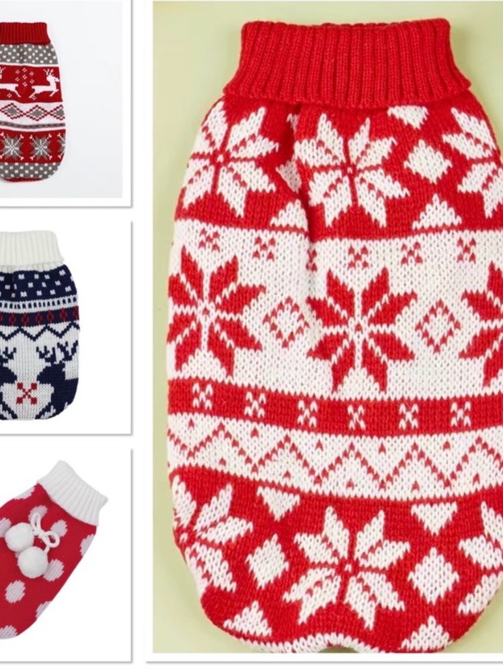 One- Red and White Fair Isle Knit Pets Sweater